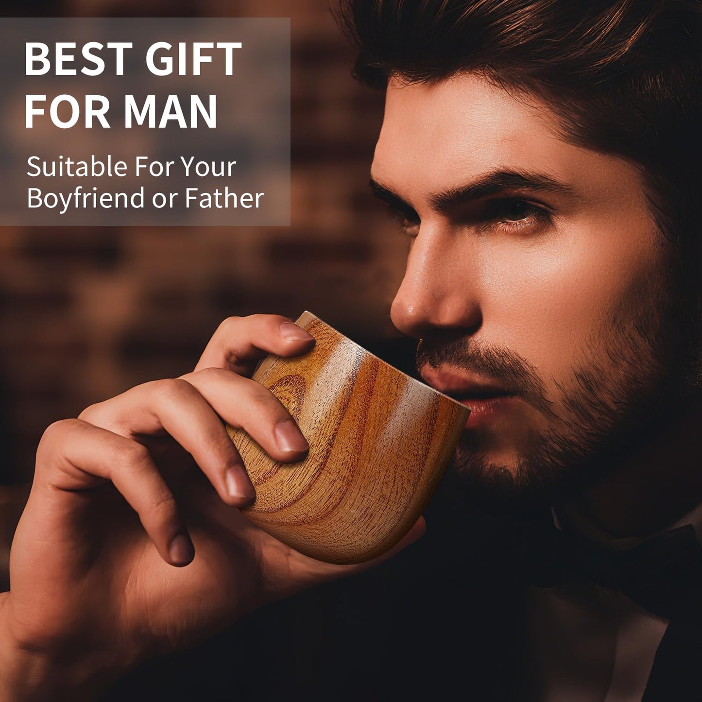 Wooden Whiskey Glass Gifts For Men - Charred Wood Bourbon Whiskey Glasses, Perfect for Men Who Have Everything, Gift for Dad or Boyfriend on Father's Day, Birthday, Christmas, Thanksgiving (2 Pack)