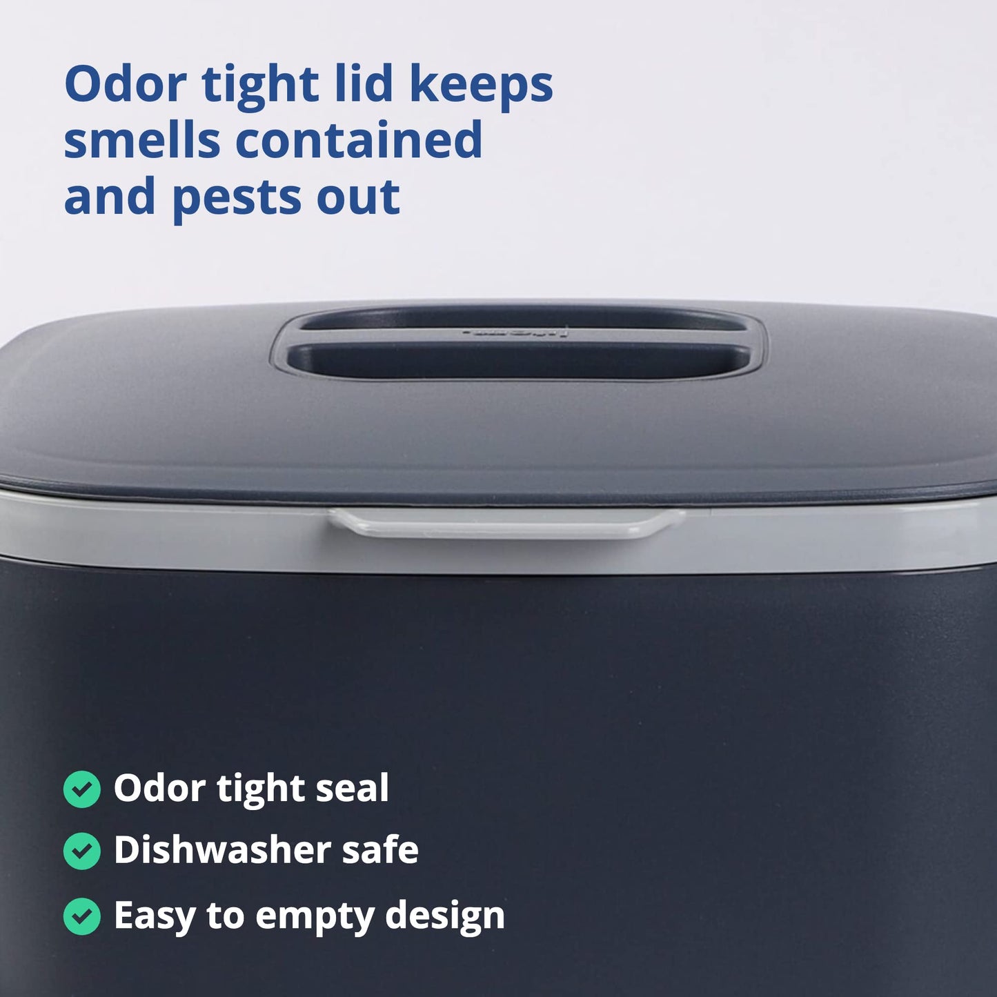 Blue Ginkgo Kitchen Compost Bin [5L / 1.32 GAL] – Filter-Free, Odor-Tight Countertop Food Waste Pail with Handles (Made in Korea, Gray)
