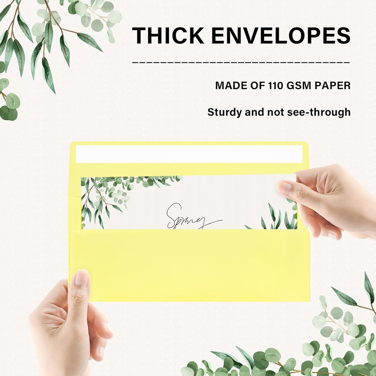 100 Pack #10 Business Envelopes, Self Seal Standard Light Yellow Envelopes for Secure Business & Legal Mailing, Office, Checks, Letter, Invoices, 4 1/8 x 9 1/2 Inches
