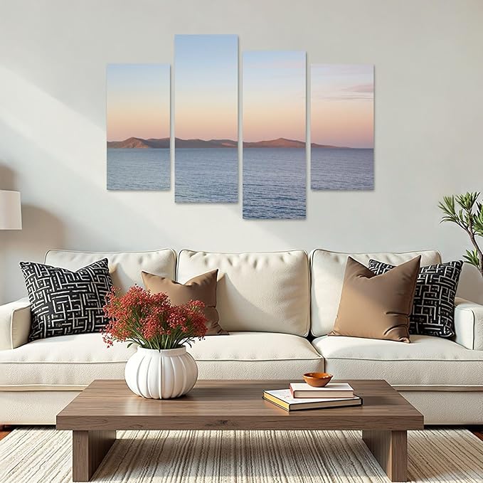 Canvas Wall Art Prints Pictures Bear lake from Marina Garden City Utah Framed Posters Modern Wall Painting Artwork Gift Home Decor for Living Room Ready to Hang 4 Panel