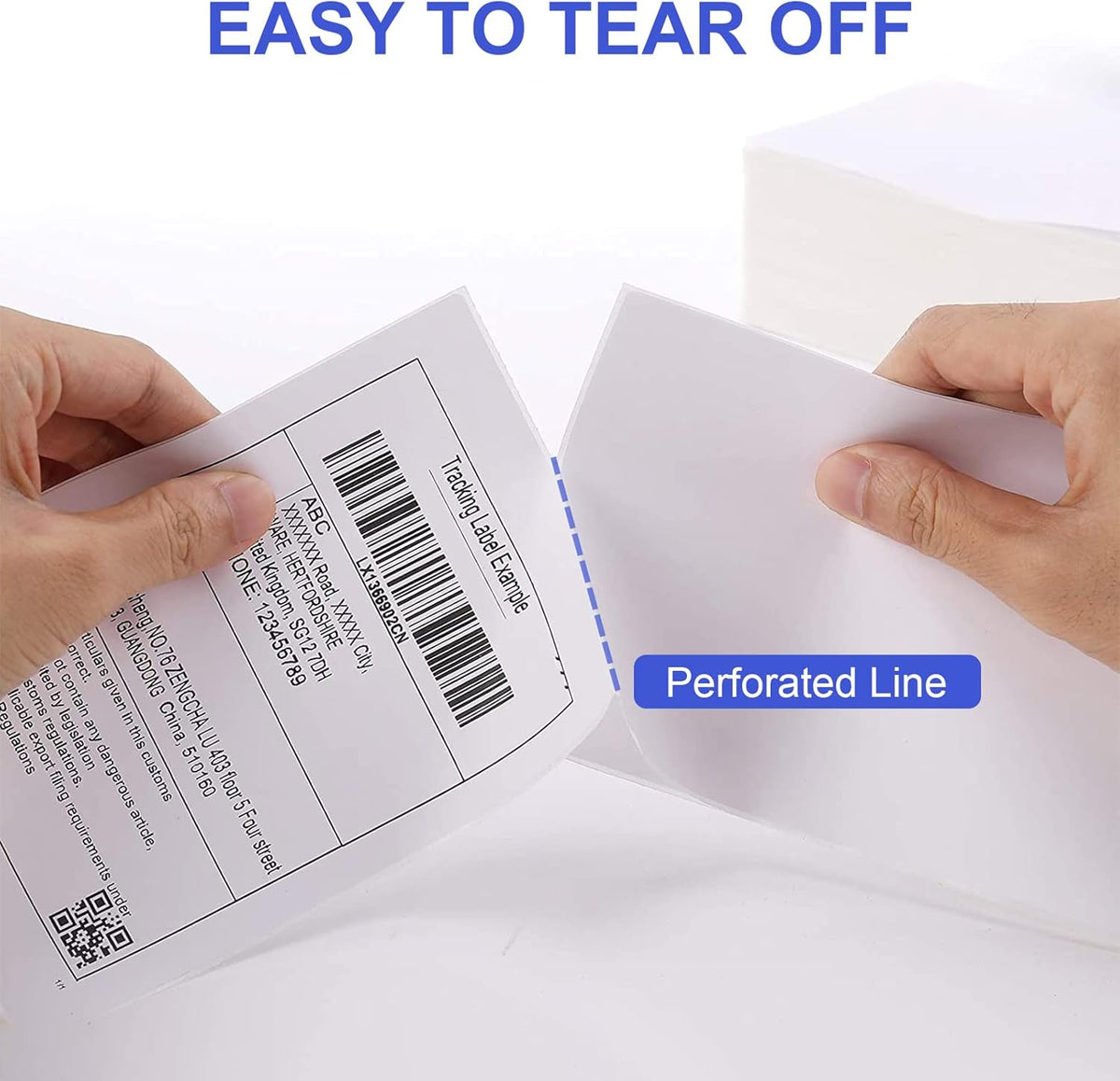 RyhamPaper 4" x 6" Fanfold Direct Thermal Labels - White Shipping Mailing Postage Labels, Perforated, Permanent Adhesive (8 Stacks - 8000 Labels)