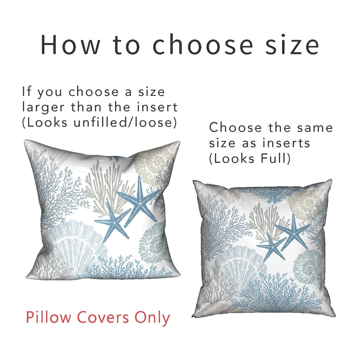 Tritard Nautical Coastal Throw Pillow Covers 18x18 Set of 2 Beach Themed Ocean Seashell Coral Starfish Velvet Couch Decorative Pillow Cases Outdoor Sofa Cushion Cover for Bedroom Living Room, Blue