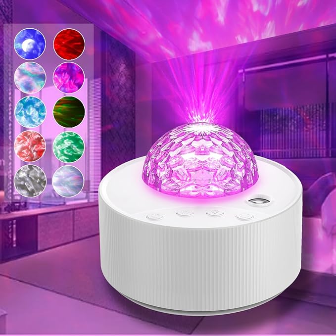 Moredig Galaxy Projector for Bedroom, 12 Colors LED Night Light Projector with Moon, Brightness and Fluctuation Speed Adjustment for Nursery, Parties, Home Decor, Home Theater