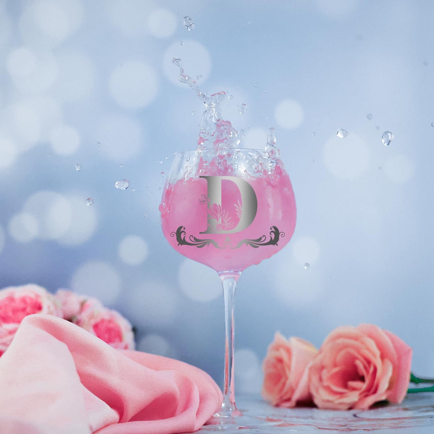 Personalized Monogram Gifts for Women - Customized Initial A-Z Wine Glass, Unique Birthday Christmas Gifts for Her, Mom, Wife, Sister, Daughter, Friend (Letter D)