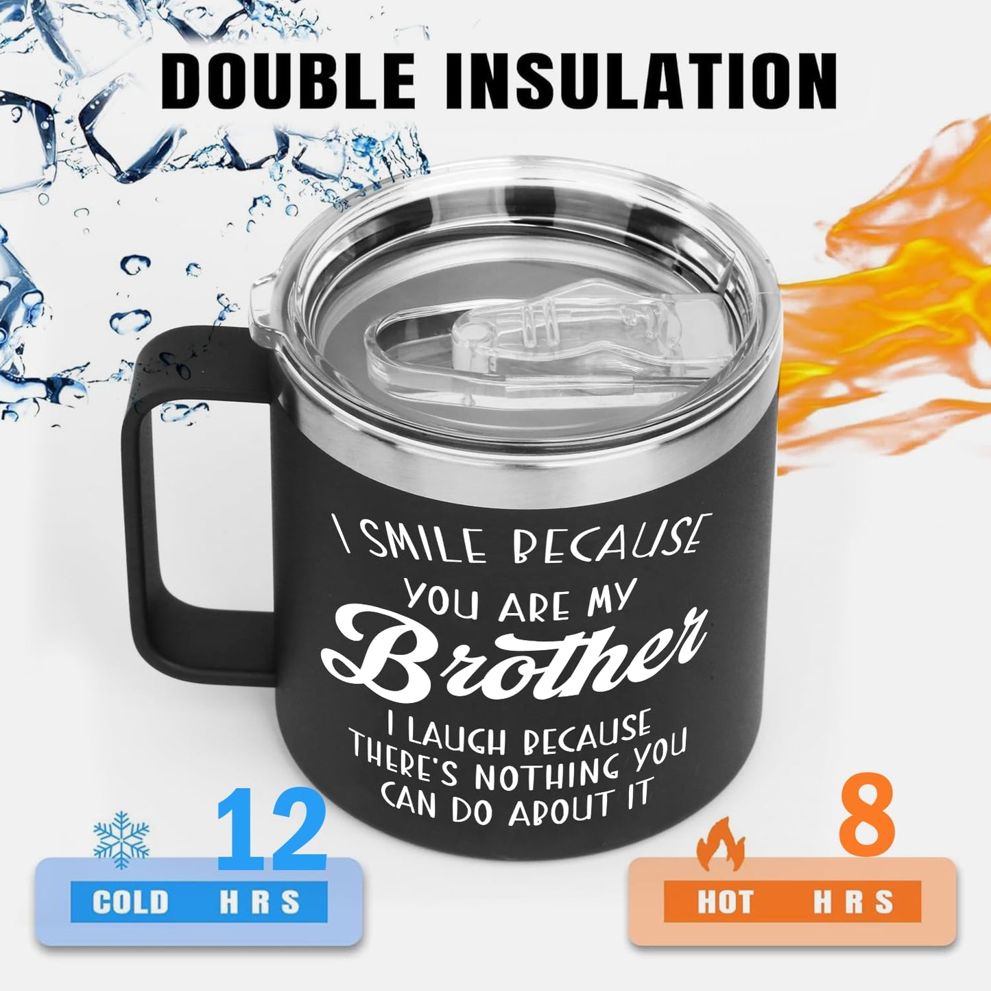 14 Oz Tumbler for Brother – Christmas, Birthday Present from Sister or Brother, Funny Drinkware for Him
