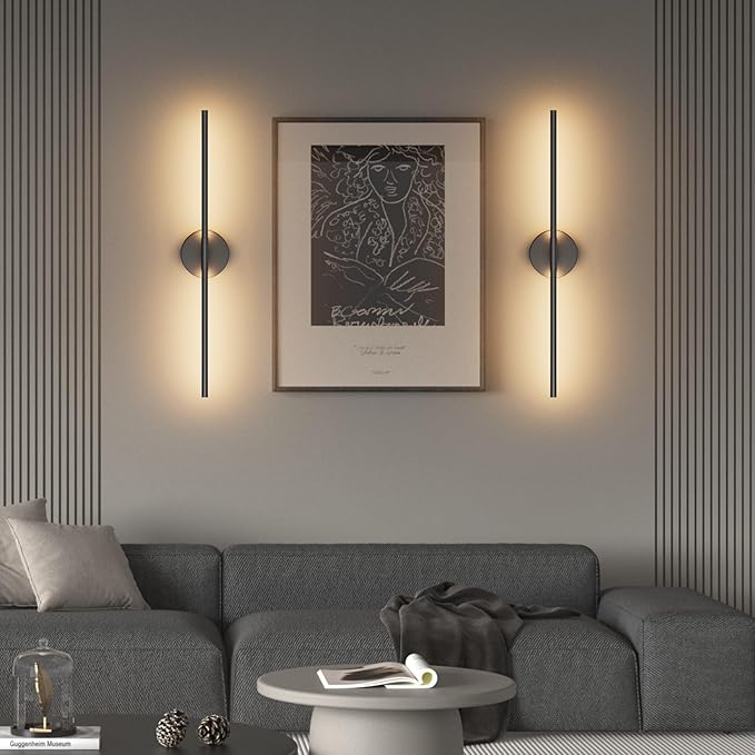 Black Wall Sconce for Bathroom 28In Hardwired Vanity Light Fixture 3000K Indoor Bathroom Sconce Over Mirror 360° Rotate for Living Room