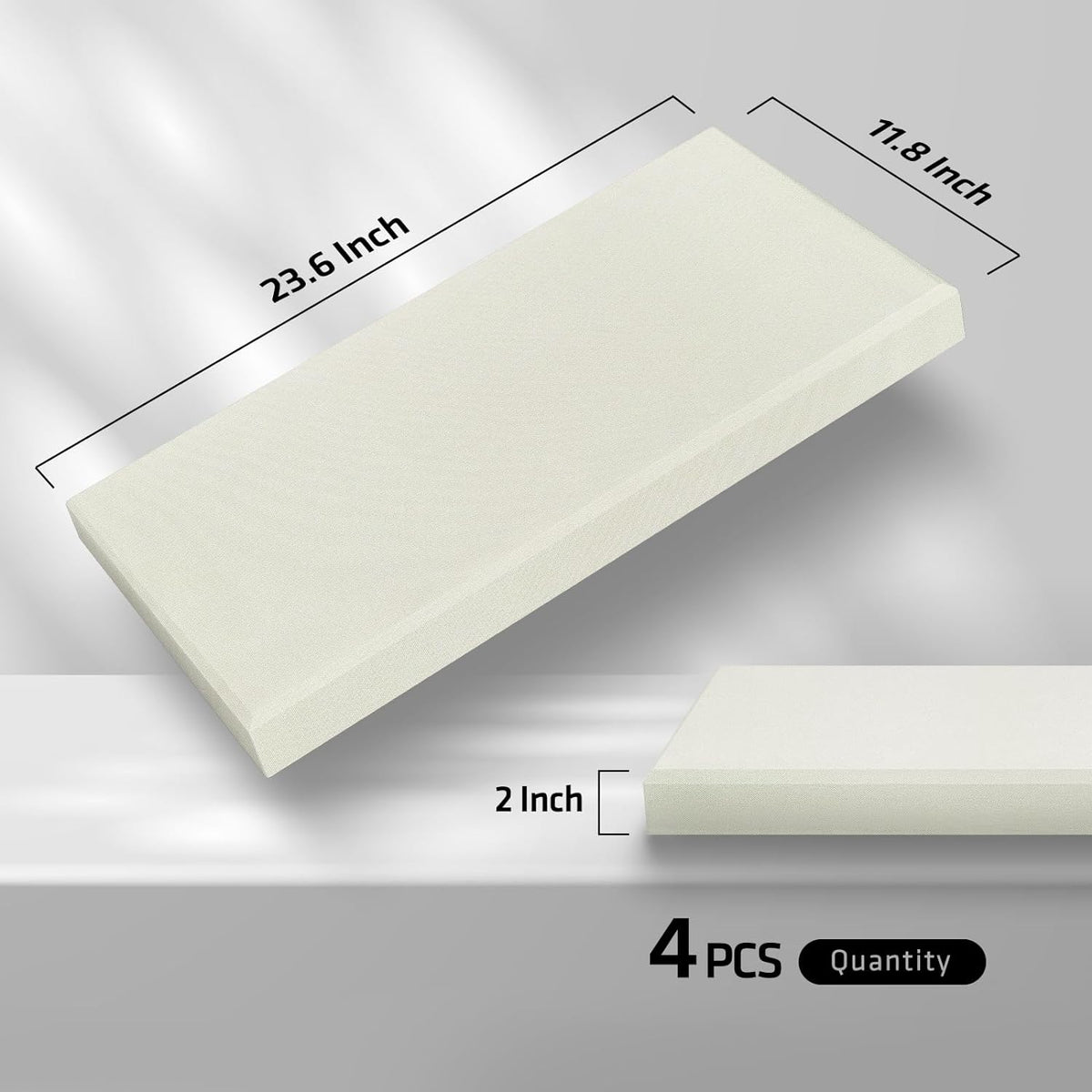 UMIACOUSTICS 4 PCS Acoustic Panels with Hanging Brackets, 2” Thick Fiberglass Sound Proof Panels Removable for Studios, Office, Home Theater Wall- Off White