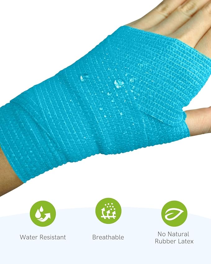 FriCARE Self Adhesive Bandage Wrap, Medical Tape in First Aid Kit, Cohesive Bandages for Wounds Sport Vet, FSA/HSA Eligible, 2 Inches X 5 Yards 6 Rolls, Vibrant