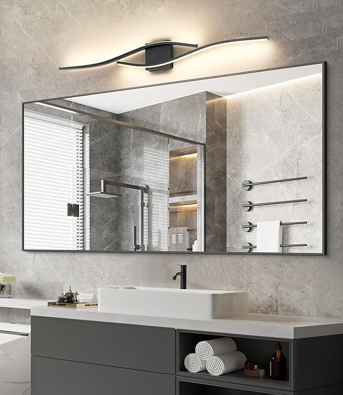 Joossnwell Bathroom Light Fixture Over Mirror 39.37 Inch Vanity Lights Bar for Bathroom Dimmable 5CCT Modern Vanity Light Black Led Bath Light Wall Lamp