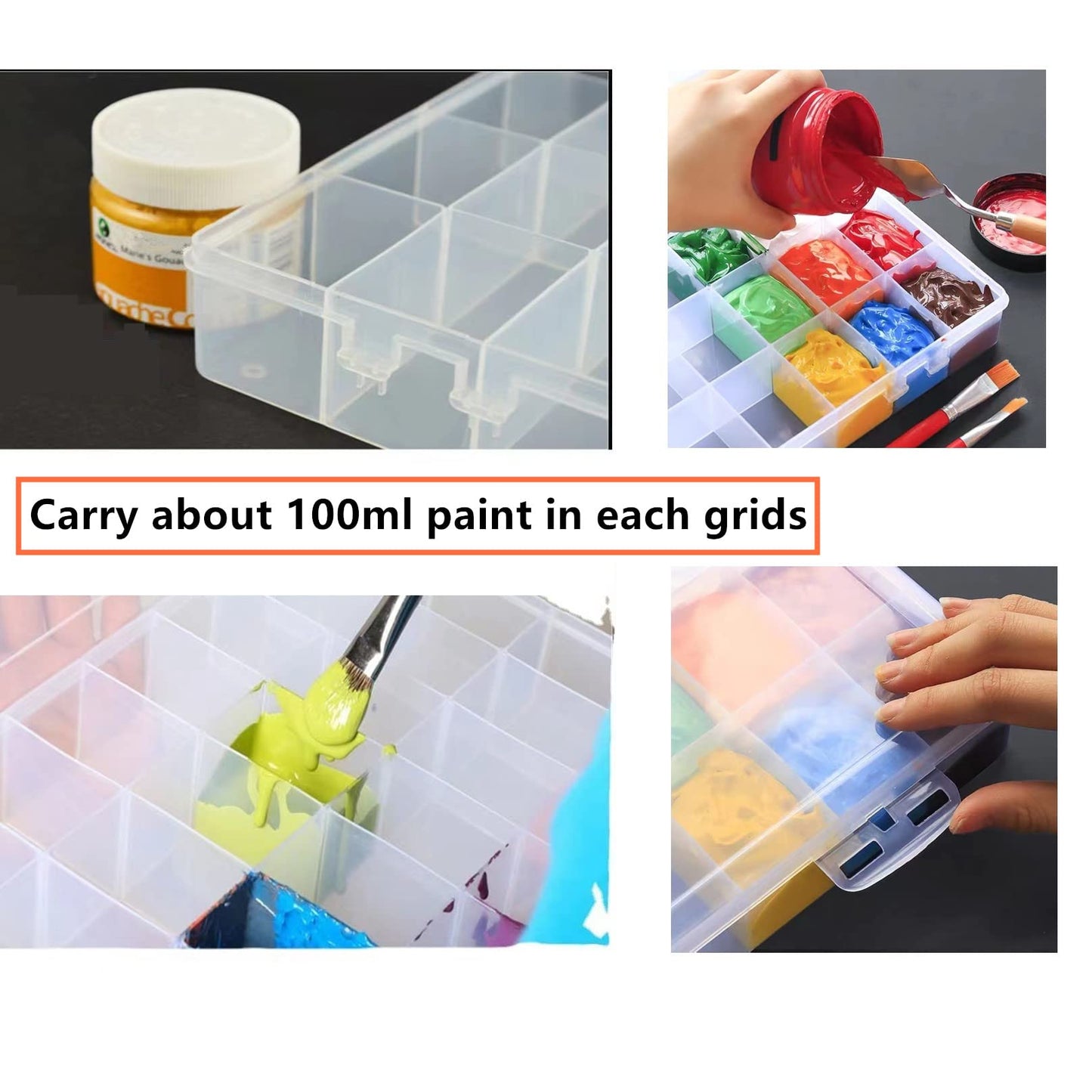 Feadily 1PCS 36 Grids Large Plastic Organizer Box with Dividers, Compartment Organizer Box for Nail Accessories/Screw/Sewing Arts and Oil Paint, Bead Storage Containers 14.9" x 9.2"" x 1.9"" (Clear)"