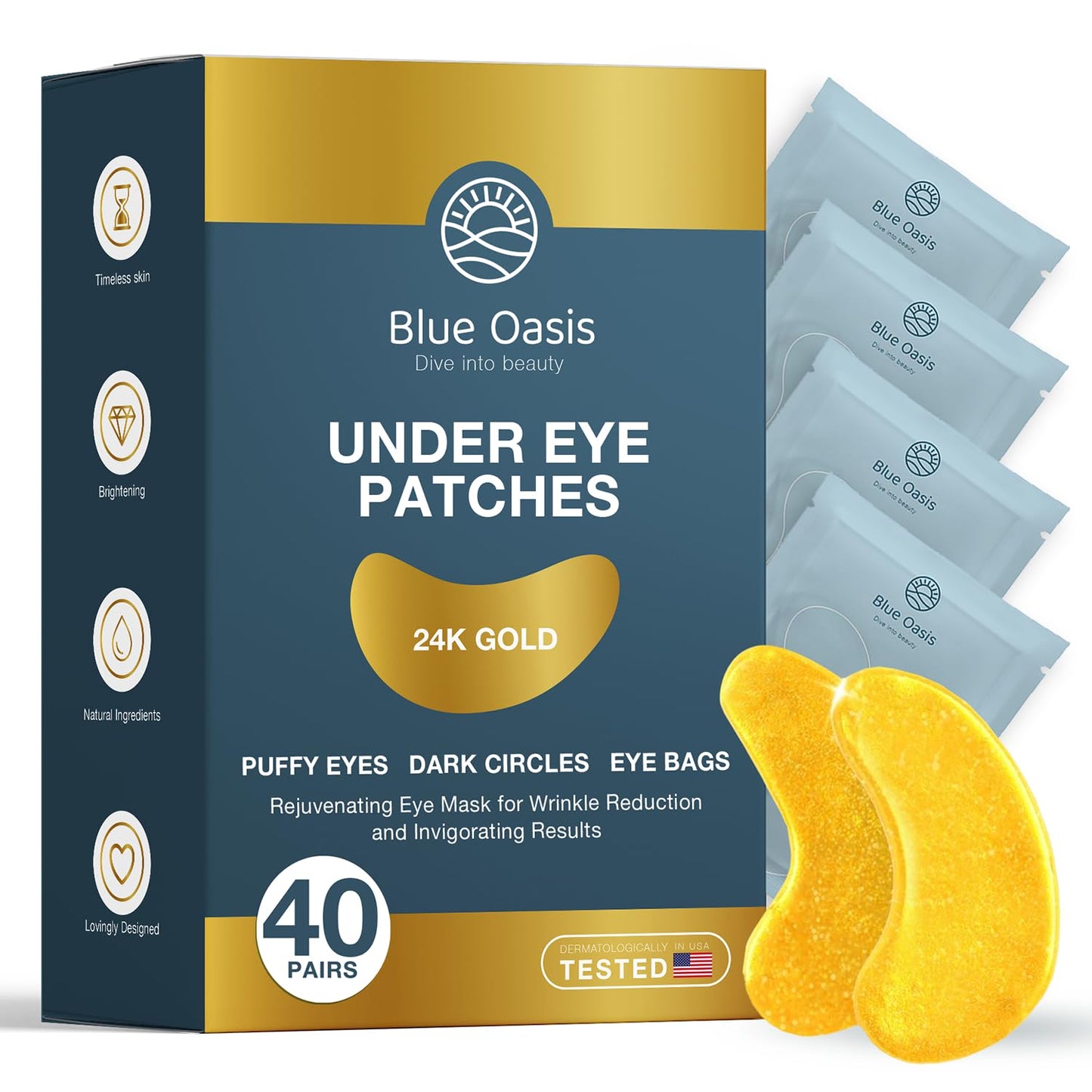 Under Eye Patches for Puffy Eyes and Dark Circles â 24k Gold Under Eye Mask Patches for Puffiness, Beauty & Personal Care Products â Under Eye Masks 40 Pairs Gold Under Eye Patches for Puffy Eyes