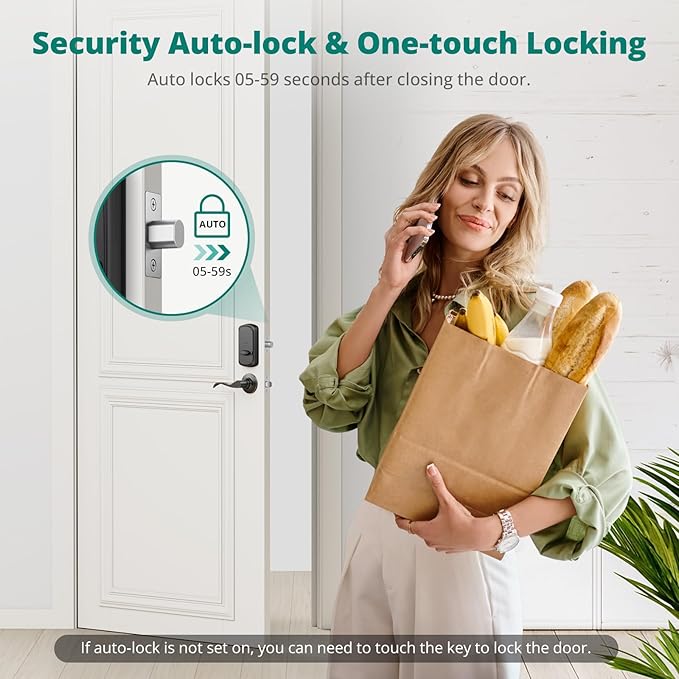 DS10 Keyless Entry Door Lock with 2 Lever Handle, Fingerprint, Keypad Code, 2 Keys, Smart Locks for Front Door, Bedroom, One-time Code, Auto-Lock, Easy Installation - Oil Rubbed Bronze
