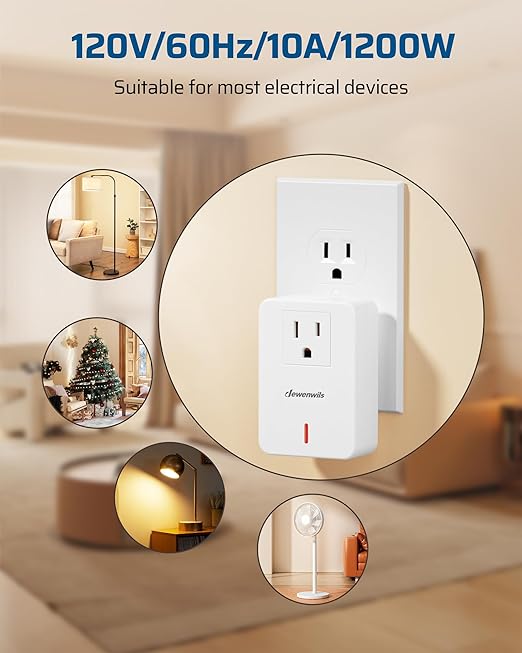 DEWENWILS Wireless Remote Wall Switch and Outlet, Plug in Remote Control Outlet Light Switch for Lamp, Fans, No Wiring, Expandable, 100ft RF Range, ETL Listed (2 Switches and 1 Receiver)