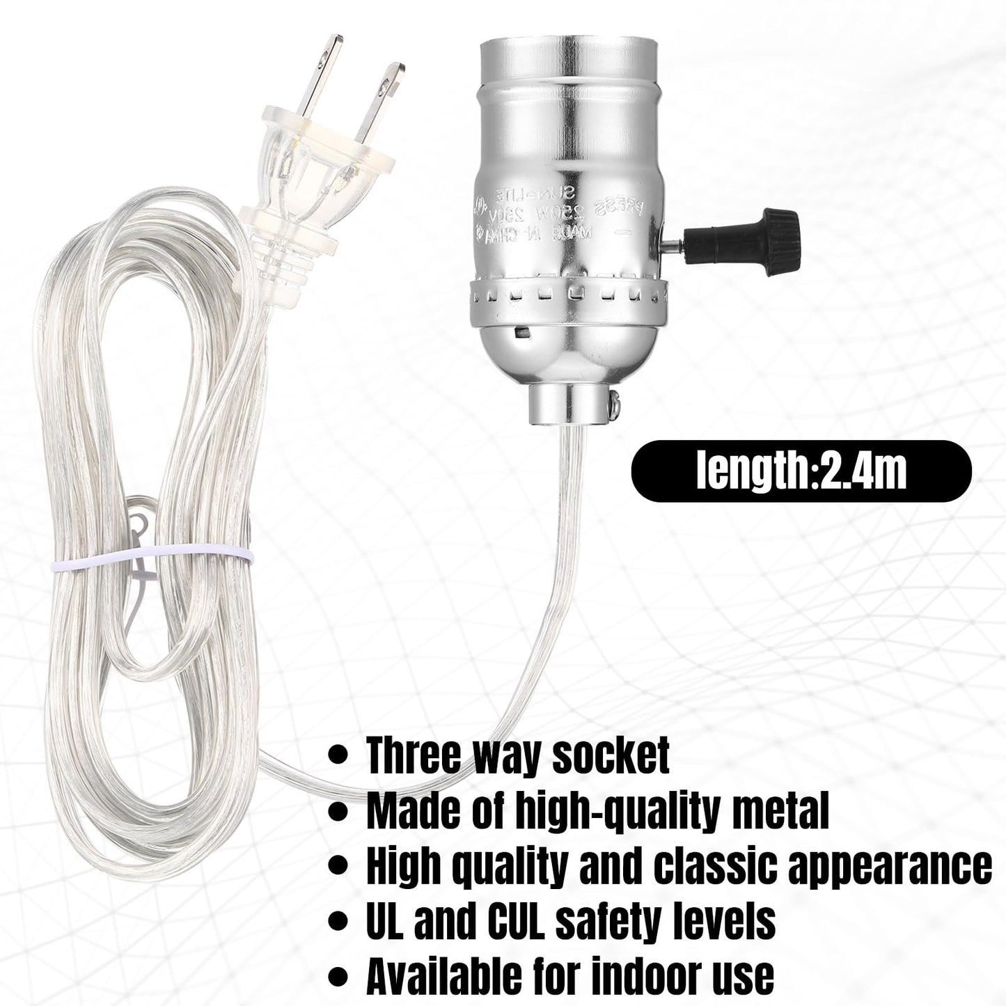 Baquler 2 Set Lamp Rewire Kit Make a Lamp or Repair Kit with 8'' Harp 12" Tube Pipe 3 Way Socket 8 ft Cord and All Hardware Parts for DIY Antique Table Centerpiece Design(Silver)"