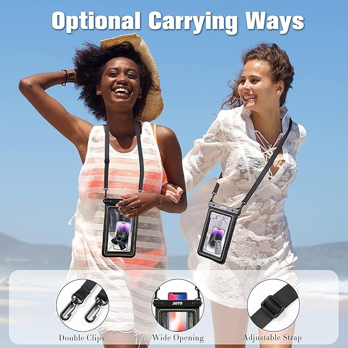 JOTO [IP68 Floatable Large Floating Waterproof Phone Pouch Up to 10", Underwater Phone Case Cellphone Dry Bag for iPhone 16 15 14 13 12 11 Pro Max Xs Max XR X 8 7 Plus SE/Galaxy S24 S23 S22 -Black