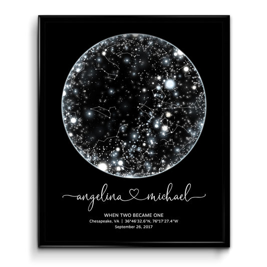 Custom Star Map Print or Canvas (9 Designs, Multiple Sizes), Personalized Constellation Map, Night Sky by date Wall Art, Unique Gift - Special Occasion, Wedding, Anniversary, Valentines Day)