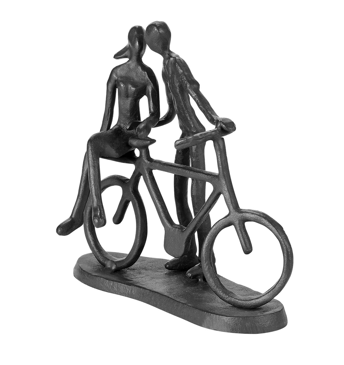 Hanyibao Bike Couple Figurine Statue - Art Metal Sculpture Decor Anniversary - Romantic Gift for Wedding and Anniversary - for Him,Her and Bicycle Lovers, Metal Ornament Couple Statues for Home Decor