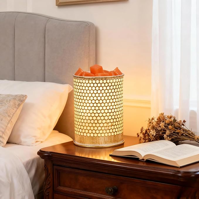 ASAWASA Metal Wax Melt Warmer Wax Warmer for Scented Candle Wax Melter for Warming Scented Candles and with to Freshen Room Spa Home Office (Honeycomb)