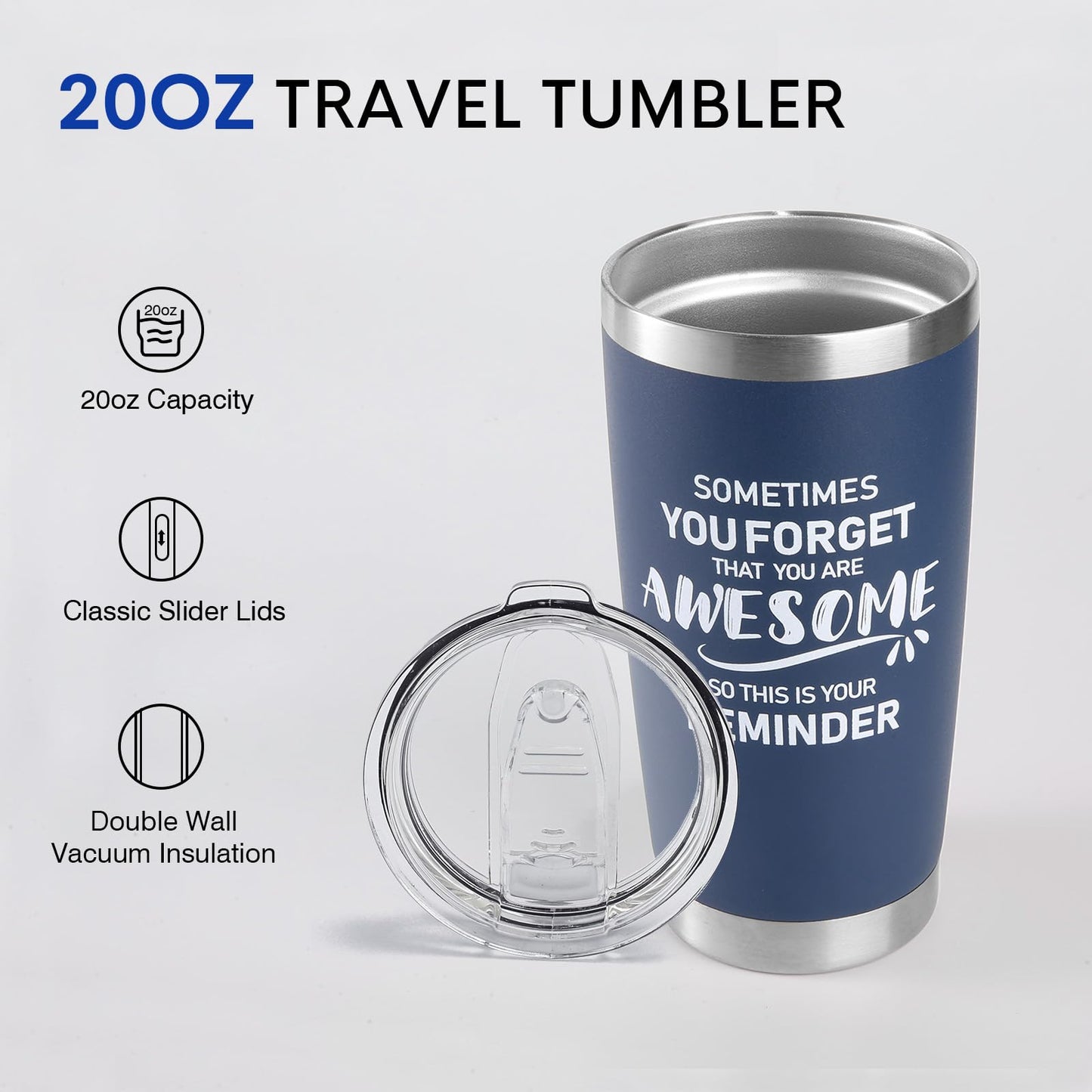 NOWWISH Birthday Gifts for Men, Inspirational Awesome Tumbler, Cup for Men Dad Father Husband Boyfriend Best Friend - Navy Blue 20oz