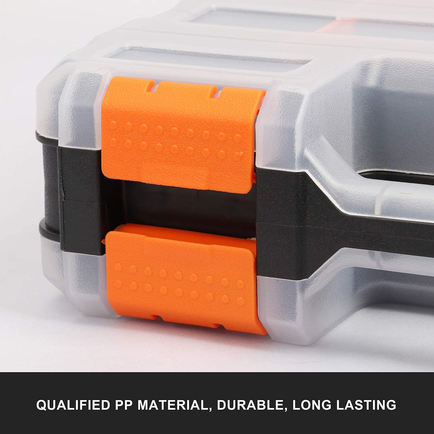 Mayouko Double Side Tools Organizer, Customizable Removable Plastic Dividers, Hardware Box Storage, Excellent for Screws,Nuts,Small Parts, 34-Compartment, Black/Orange,12.6"L x 10.6""W x 3.2""H"
