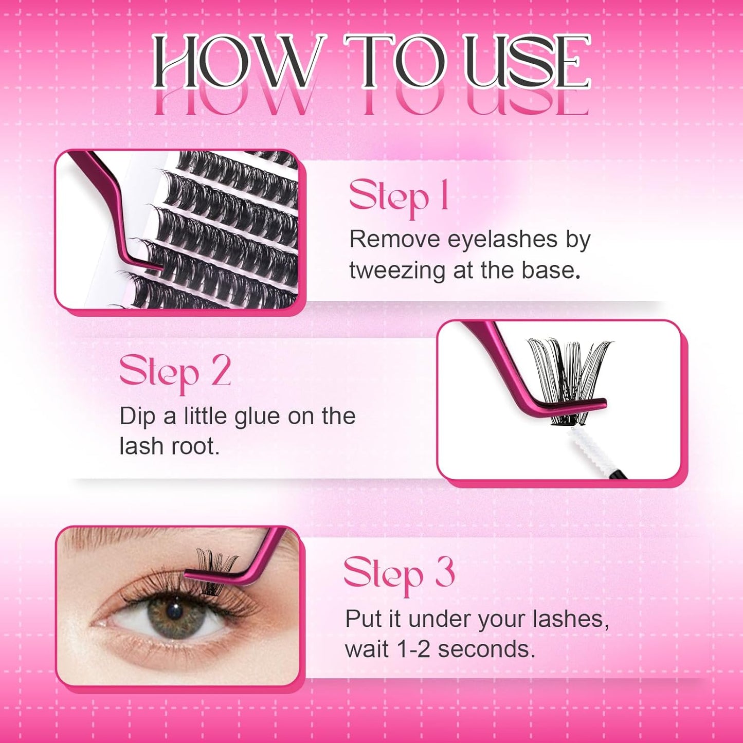 Cluster Lashes D Curl Lash Clusters 280 Pcs Lash Extension Clusters Individual Lashes Soft DIY Eyelash Extensions Mixed Tray Eyelash Clusters Natural Look (60D-0.07D, 8-16mm)