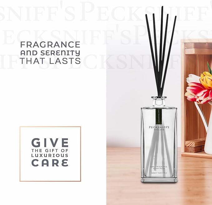 Pecksniff's Prestige 100 ml/3.3 fl oz Square Reed Diffuser Set, Oudwood & Vetiver