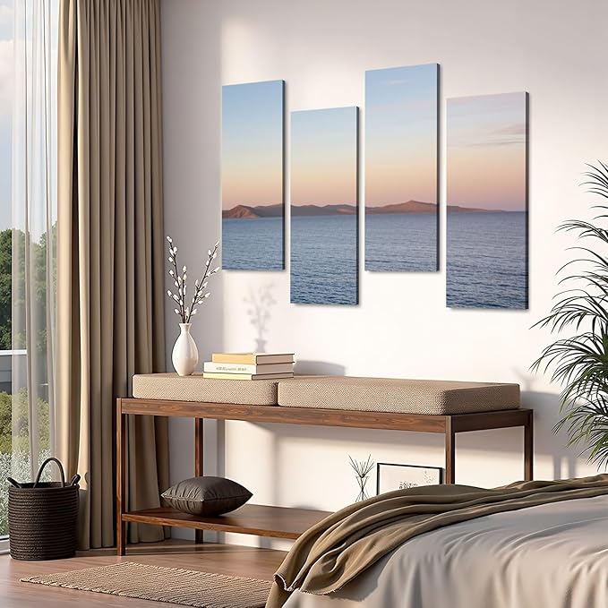 Canvas Wall Art Prints Pictures Bear lake from Marina Garden City Utah Framed Posters Modern Wall Painting Artwork Gift Home Decor for Living Room Ready to Hang 4 Panel