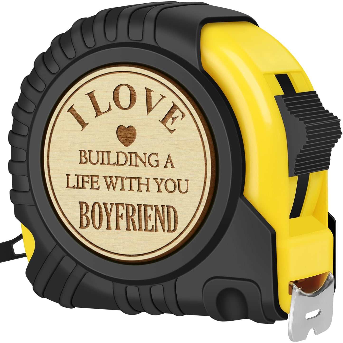 Boyfriend Fathers Day Birthday Gift from Girlfriend, I Love My Boyfriend, Cute Month Year Anniversary Tool Gifts Ideas for Him Boyfriend, Cool Long Distance Tape Measure 25 FT Tool Presents
