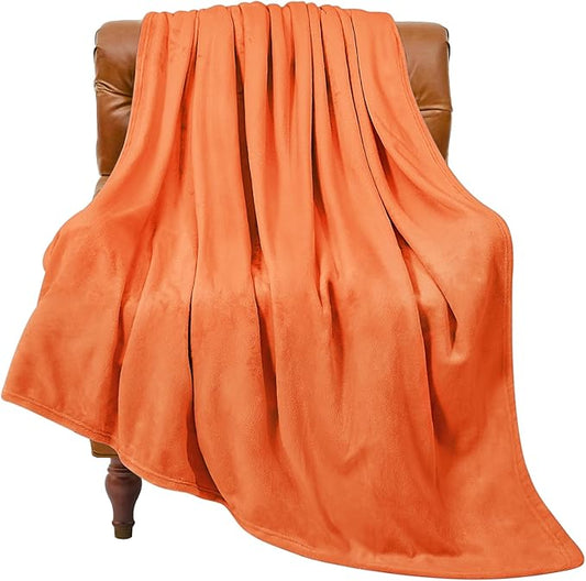 BEDELITE Fleece Blanket Twin Size Orange Throw Blanket for Couch & Bed, Luxury Plush Cozy Fuzzy Fall Blanket 60x80 inches, Super Soft & Warm Blankets for Travel Camping