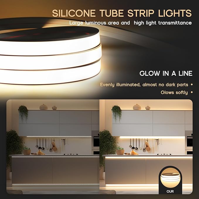 LED Strip Lights Neutral White 4000K,98.4ft 110-120V Neon Rope Lights,Flexible Silicone Outdoor Waterproof Neon Strip Lights for Bedroom,Mirror,Kitchen Cabinet, Living Room,Halloween Decor