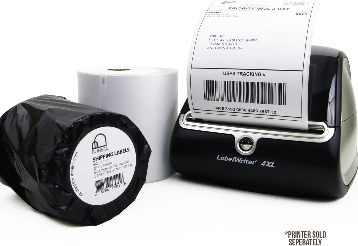 Buhbo Compatible with DYMO LabelWriter 4XL 4" x 6" Shipping Label 1744907, White (2 Pack / 220 Labels Per Roll)