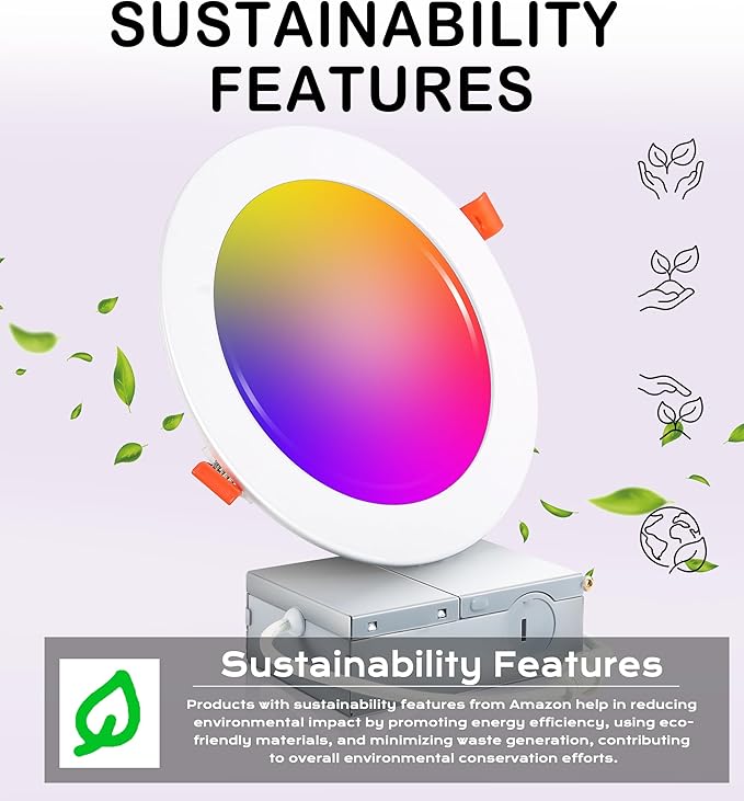 CLOUDY BAY 6inch Smart WiFi LED Recessed Lighting,RGBCW Color Changing, Compatible with Alexa and Google Home Assistant, No Hub Required,15W 2700K-6500K,CRI90+,1 Pack