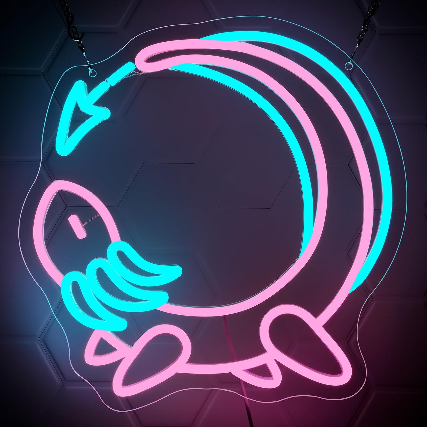 Pink Axolotl Moon Neon Sign for Wall Decor - Cute Animals Kawaii Neon Acrylic USB Powered LED Wall Art Decor, Light Up Sign Dimmable, for Axolotl Lovers Children's Room Kids Birthday 12.99" × 12.91"""