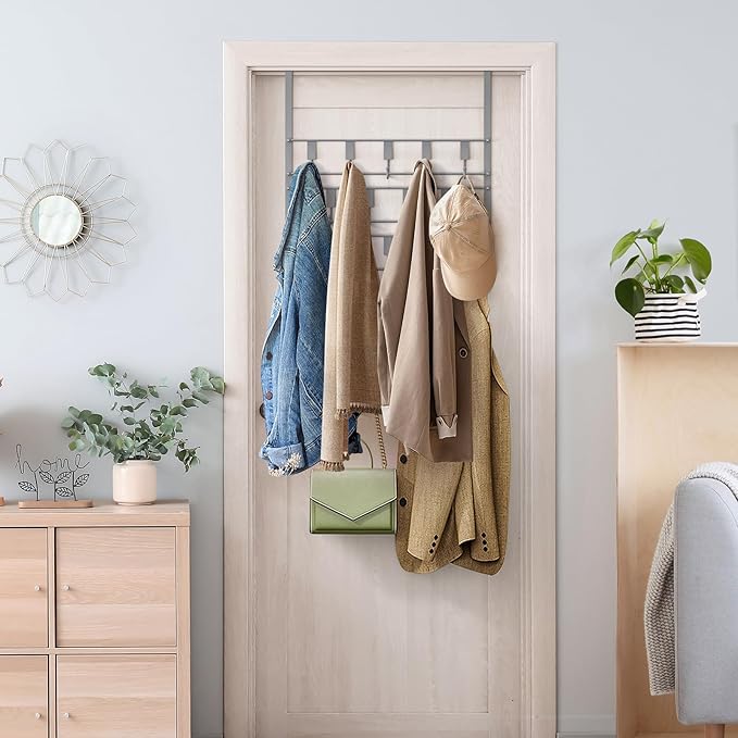 Over The Door Hooks for Hanging, 14 Hook Over Door Hanger and Towel Rack for Bathroom