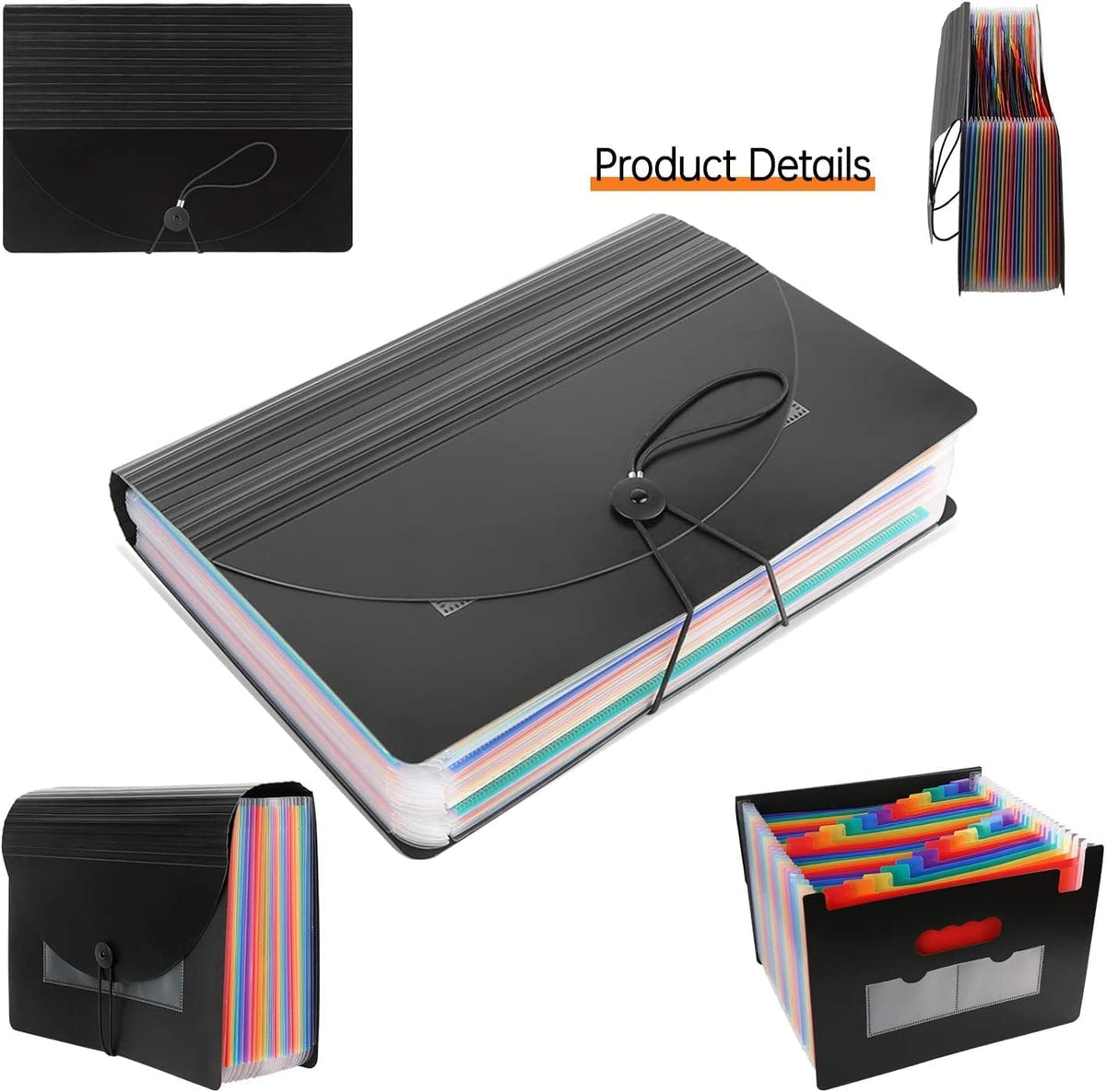 CHEPULA 2 Pack 24 Pockets Accordion File Organizer, A4 Multicolored Expanding File Folder, Large Capacity File Organizer Expandable Folder with Expandable Cover Document Organizer File Box