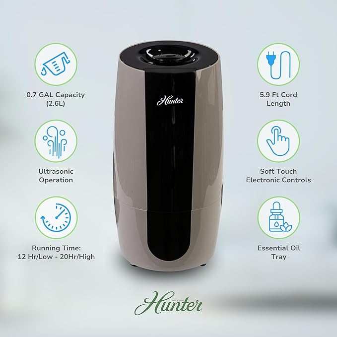 Hunter Fan Company Aspire Cool Mist 0.7 Gal Ultrasonic Humidifier-Taupe