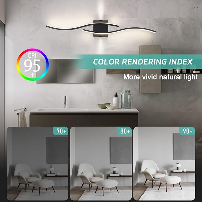 Modern Led Wall Sconces, 32inch Bathroom Mirror Vanity Light 28W, 4000K Wall Fixtures Staircase Lights, Indoor Wall Decor Bedside Wall Lamp for Bedroom Living Room Hallway Hotel