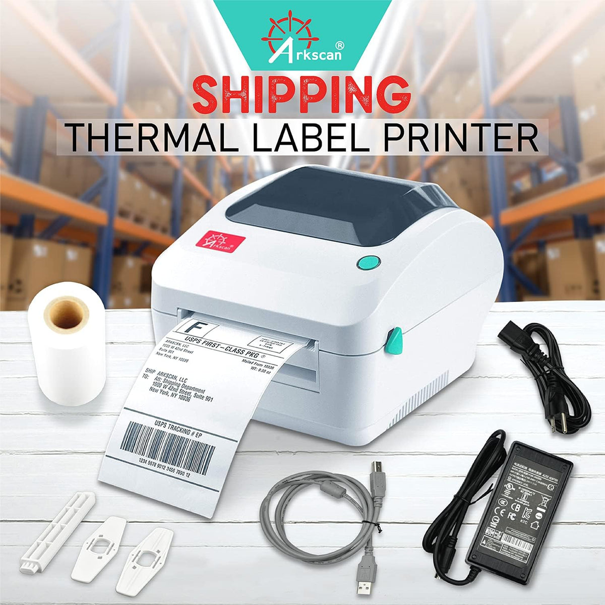 2054A-LAN Ethernet Network Shipping Label Printer for Windows Mac Chromebook iPhone & Android, Support Amazon Ebay Paypal Etsy Shopify ShipStation UPS USPS FedEx, 4x6 Direct Thermal