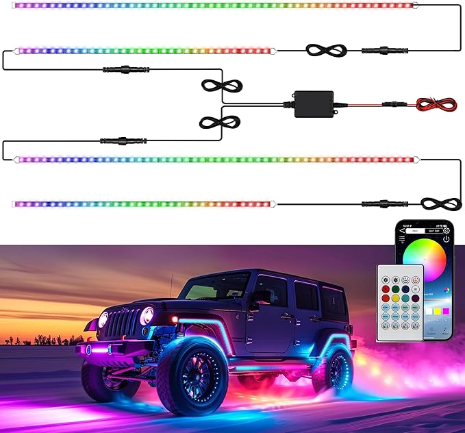 Underglow LED Lights for Cars 252 LEDs RGBI Neon Accent Strip Lights with 16 Million Colors DIY & Music Mode Underbody Exterior Lights Kit for RV SUV Truck Boat 12V
