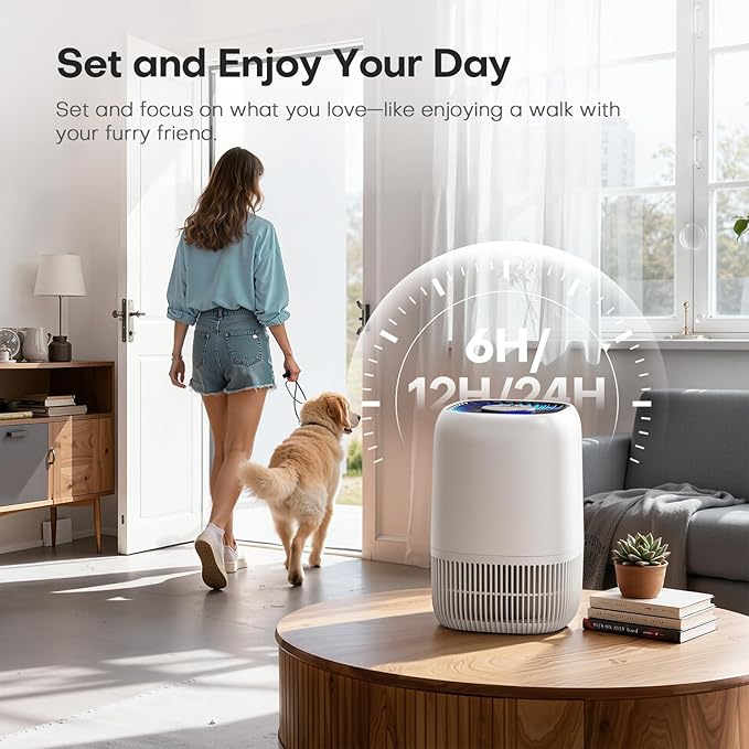 2 Pack of Air Purifier with H13 Sleep HEPA Filter, Fragrance Sponge Night Light Vital Breeze Timer 22dB, for Dust Pollen Smoke Odors, Office, Desktop, Home Bedroom Small Room, DH-JH12 White