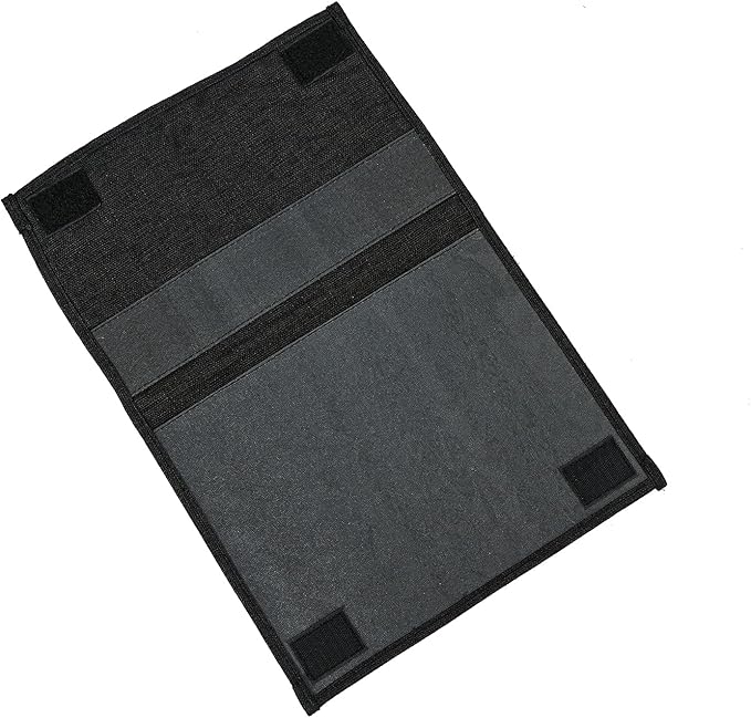 Linen 4 Pockets Bedside Caddy, Bedside Storage Organizer for Magazine, Remotes, Phone (Classic Black)