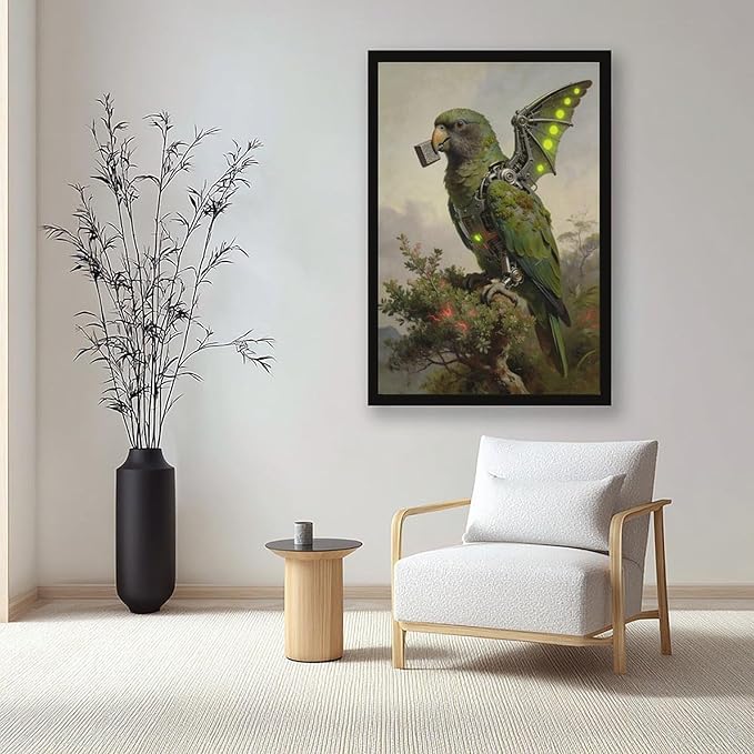 Framed Mechanical Fantasy Wall Art for Modern Living Room Industrial Sci Fi Decor Statement Piece 20x30in