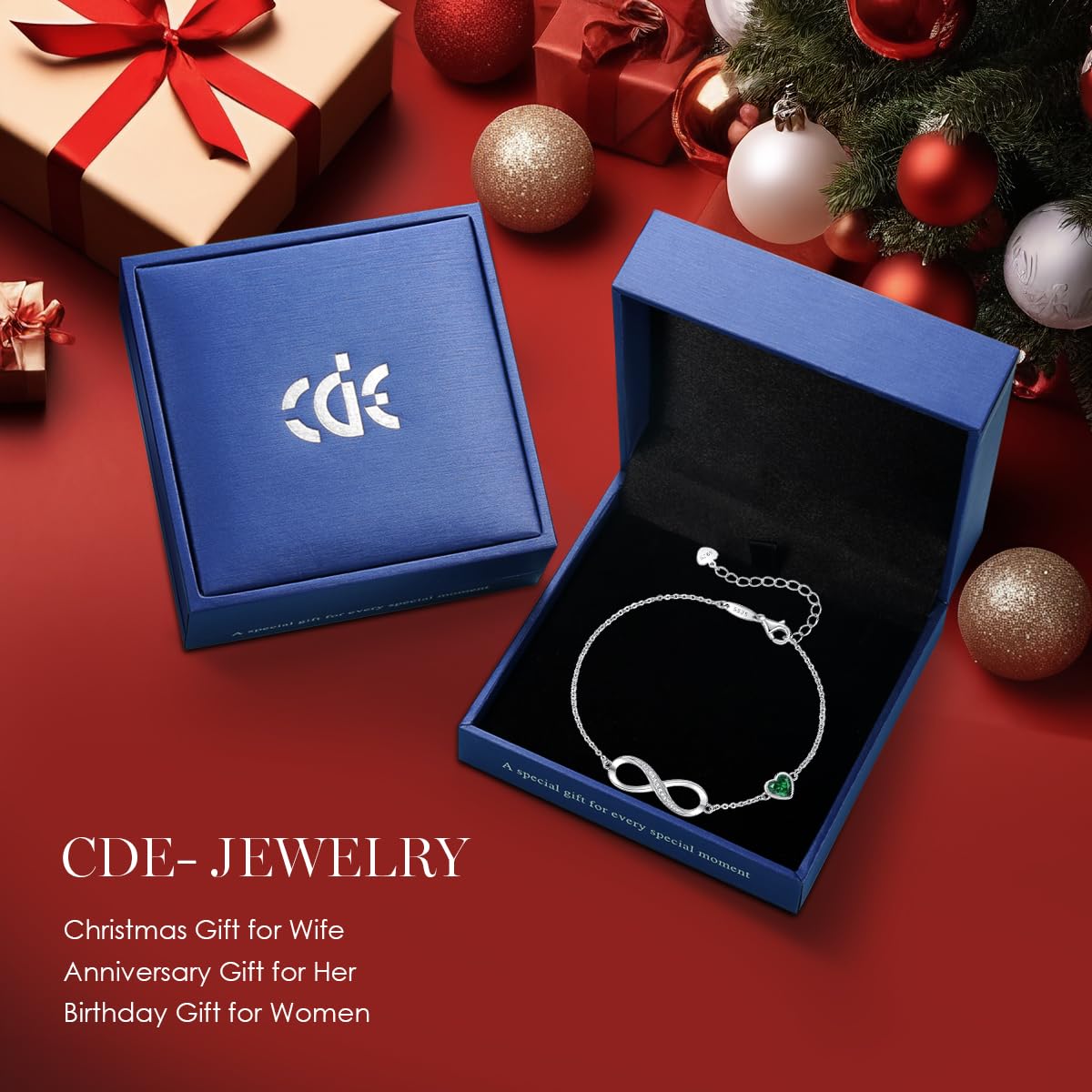 CDE Infinity Heart Symbol Charm Link Bracelet for Women 925 Sterling Silver Adjustable Mother's Day Gift Anniversary Jewelry Christmas Birthday Gifts for Wife Girlfriend Her