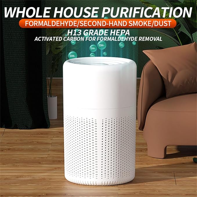 HomeBeyond HEPA Air Purifier for Bedroom with Aromatherapy Sink, 3-in-1 Filter for Pet Hair, Dust, Smoke, Portable Desk Filter for Small Room Up to 215 Ft², 360° intake Air & USB Cable, White