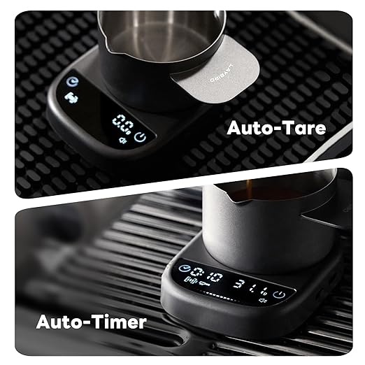 LAYBIRD MagAttach Modular Magnetic Coffee Scale with Timer, Espresso Scale for Pour Over Coffee, Flow Rate and Brew Ratio Display, Rechargeable Precision Scale