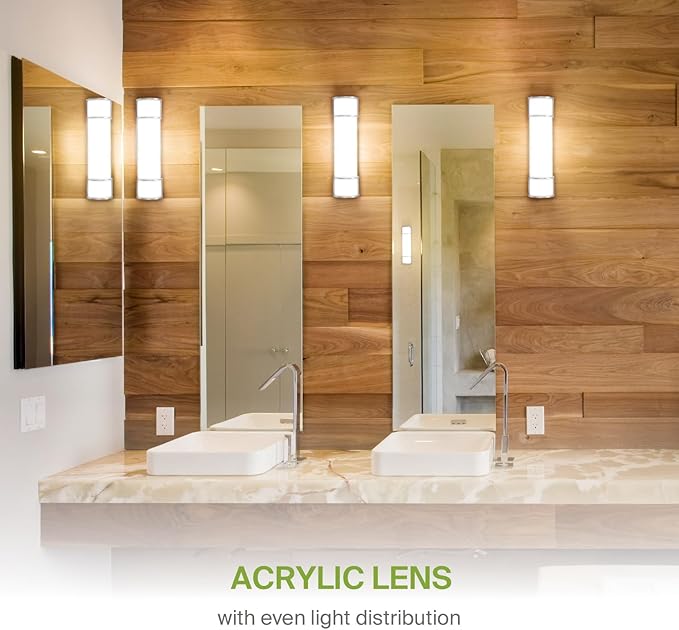 ASD LED 24" Vanity Flush Mount Light Fixture, Linear Bathroom Lighting Bar | 3CCT, Dimmable, Energy Star, ETL Listed | 25W 1950LM 3000-5000K 120V | Long Bath Wall Sconce Over Mirror | Nickel, 4 Pack