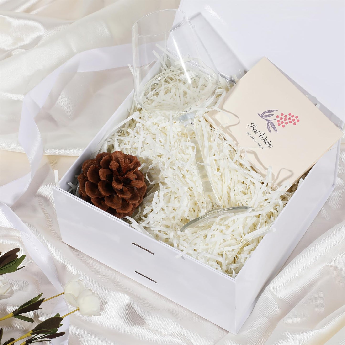 OEMVALATY White Gift Box,8x8x4 Inches Gift Boxes with Lids for Presents with Magnetic Closure and Ribbon for Wedding,Storage,Birthday(5-Pack)