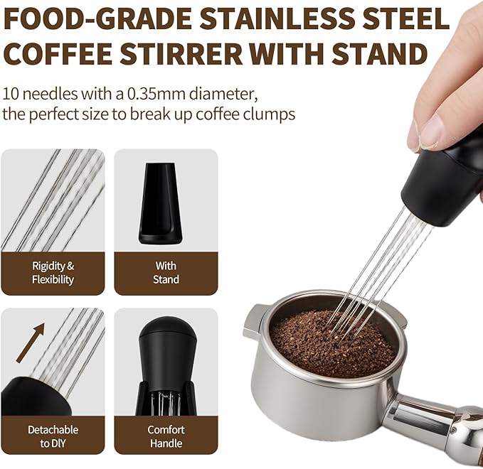 51mm Espresso Tamper Kit - 22 Pcs Barista Tools Set with Espresso Press Tool, Coffee Tamper, Milk Jug, Mat, Stencil & More for Professional Coffee Making