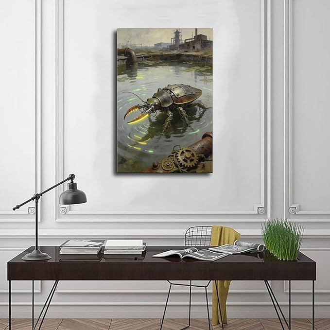 Framed Industrial Fantasy Wall Art for Living Room TV Wall Post Apocalyptic Style Home Decor 12x18inch(30x45cm)