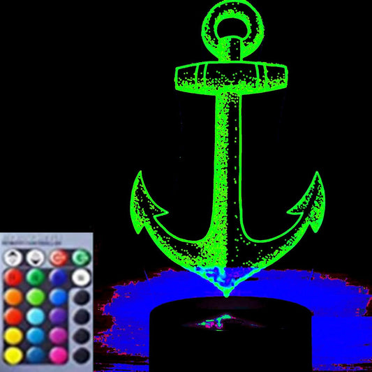 MYCWYFWR 3D Anchor Night Light Optical Illusion Led Lamp 16 Colors Changing Birthday Xmas Gift for Boys and Girls Kids Children Room Decor